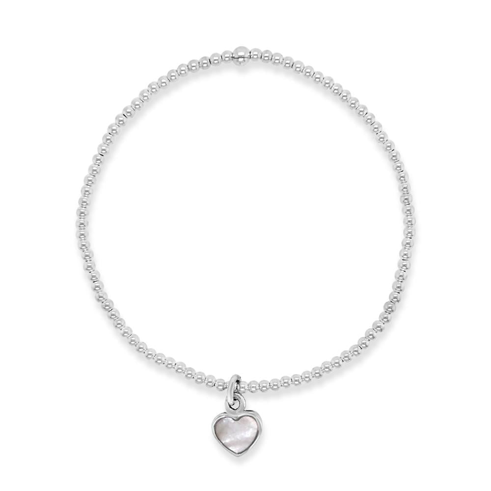 Duo Jewellery Bracelets Silver Duo Small Pearl Heart Bracelet