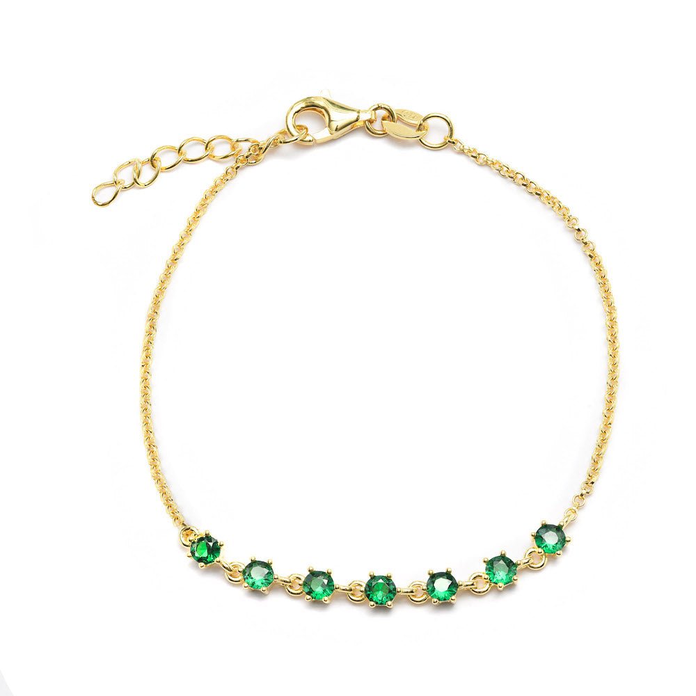 Duo Jewellery Bracelets Yellow Gold Duo Green Stones Bracelet