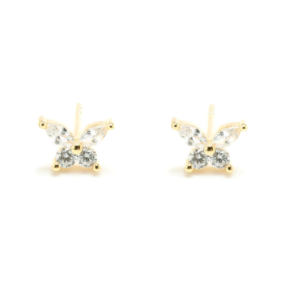 Duo Jewellery Earrings Yellow Gold / Pink Duo Butterfly Stud Earrings