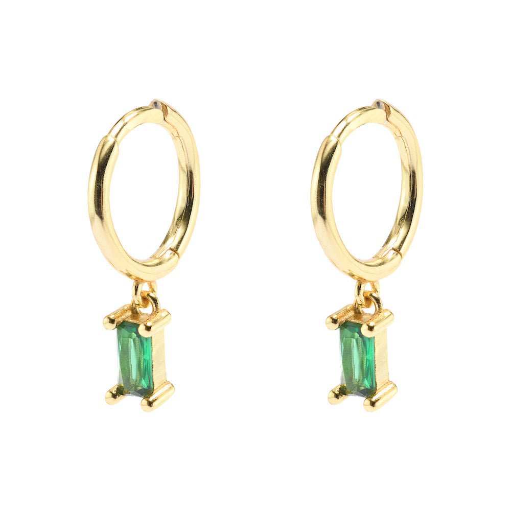 Duo Jewellery Earrings Yellow Gold / Green Duo Baguette Hoop Earrings