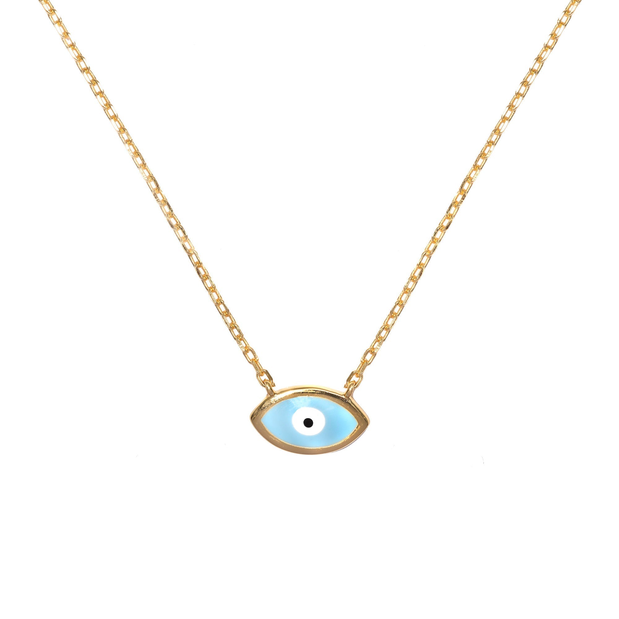 Duo Jewellery Necklaces Yellow Gold / Aqua Enamel Evil Eye Necklace