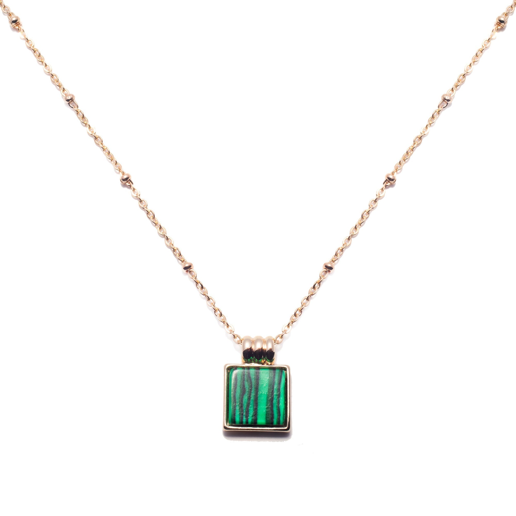 Duo Jewellery Necklaces Yellow Gold Duo Square Malachite Necklace