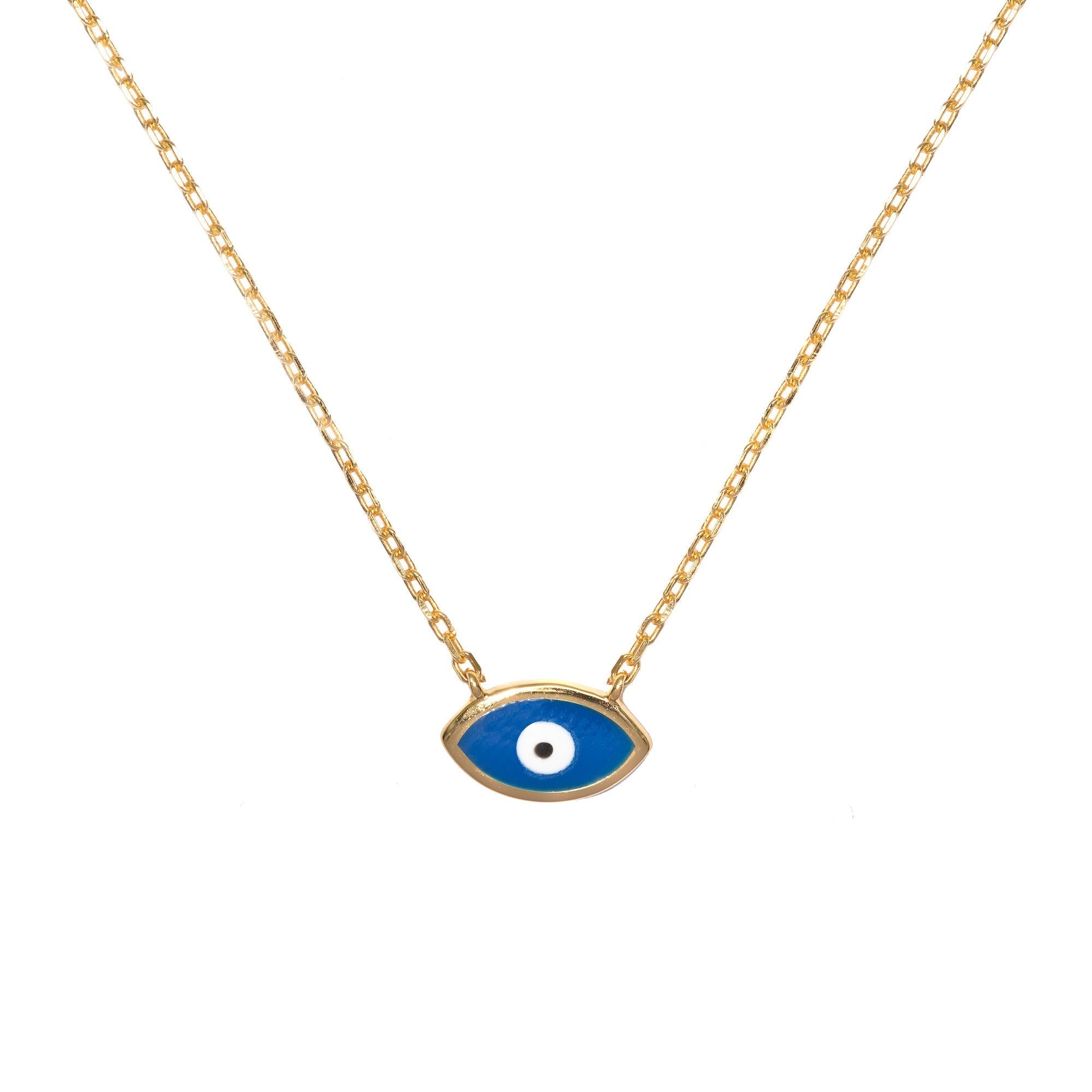 Duo Jewellery Necklaces Yellow Gold / Aqua Enamel Evil Eye Necklace