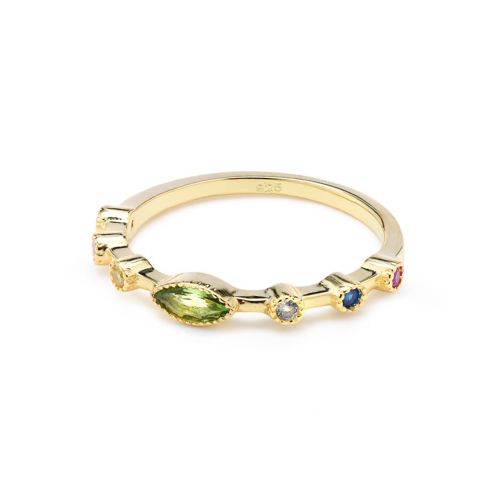 Duo Jewellery Rings Yellow Gold / 6 Duo Emily Multi Stone Ring