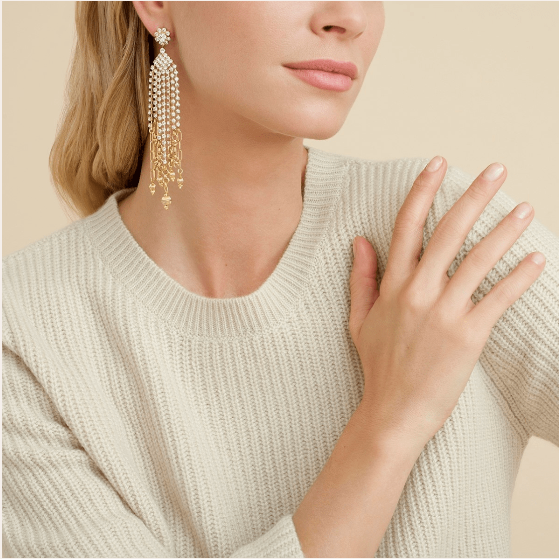 Gas Earrings Yellow Gold Grace Strass Earrings