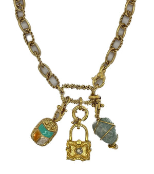 Gas Necklaces Yellow Gold / Aqua - Locket Constantine Necklace One Off Piece