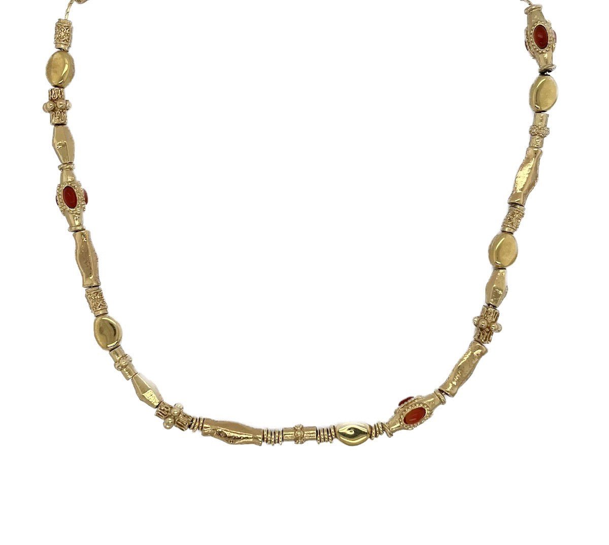 Gas Necklaces Yellow Gold / Red Kali Cabochon Necklace