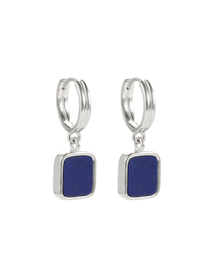 Kirstin Ash Earrings Silver / Lapis Stone Hoop Earrings