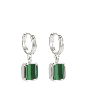 Kirstin Ash Earrings Silver / Malachite Stone Hoop Earrings