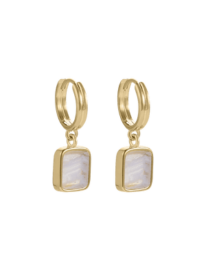 Kirstin Ash Earrings Yellow Gold / Blue Agate Stone Hoop Earrings