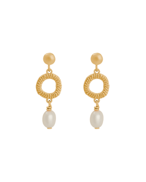 Kirstin Ash Earrings Yellow Gold Isole Pearl Earrings