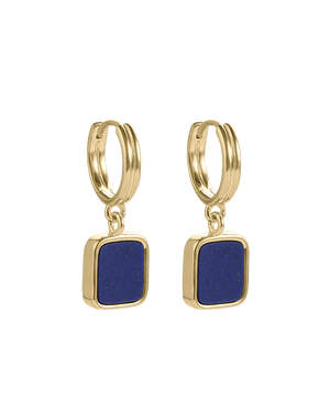 Kirstin Ash Earrings Yellow Gold / Lapis Stone Hoop Earrings