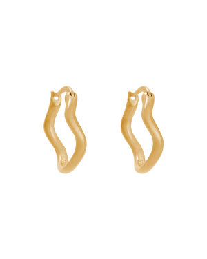 Kirstin Ash Earrings Yellow Gold Onda Hoop Earrings