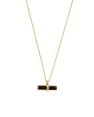 Kirstin Ash Necklaces Yellow Gold / Tiger Eye T-Bar Necklace