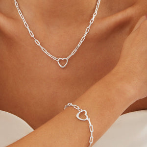 Najo Bracelets Silver Cuore Chain Link Bracelet