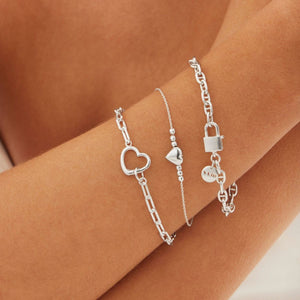 Najo Bracelets Silver Love Lock Chain Bracelet