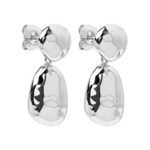 Najo Earrings Silver Double Pebblet Stud Earrings