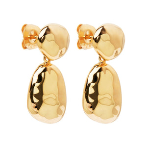 Najo Earrings Yellow Gold Double Pebblet Stud Earrings