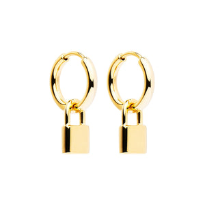 Najo Earrings Yellow Gold Love Lock Huggie Earrings