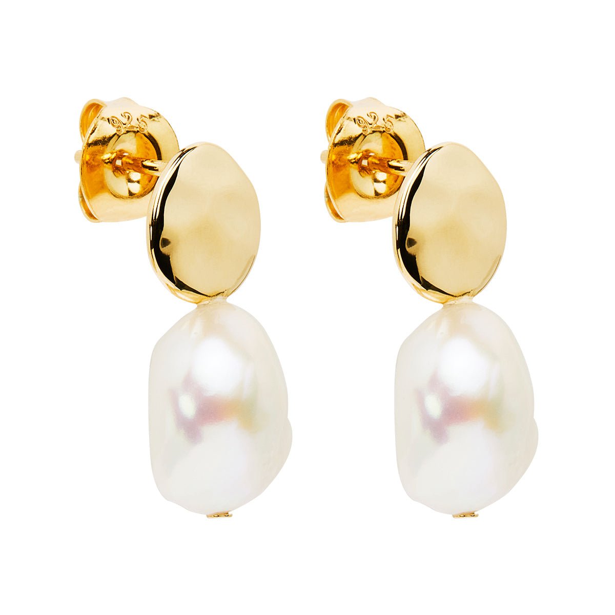 Najo Earrings Yellow Gold Renaissance Pearl Earrings