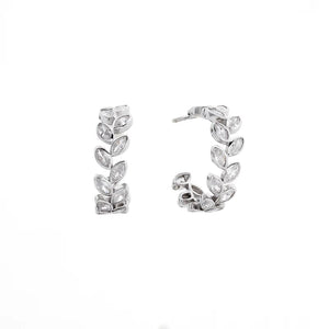 Sybella Earrings Silver Zimi Leaf Hoop Earrings