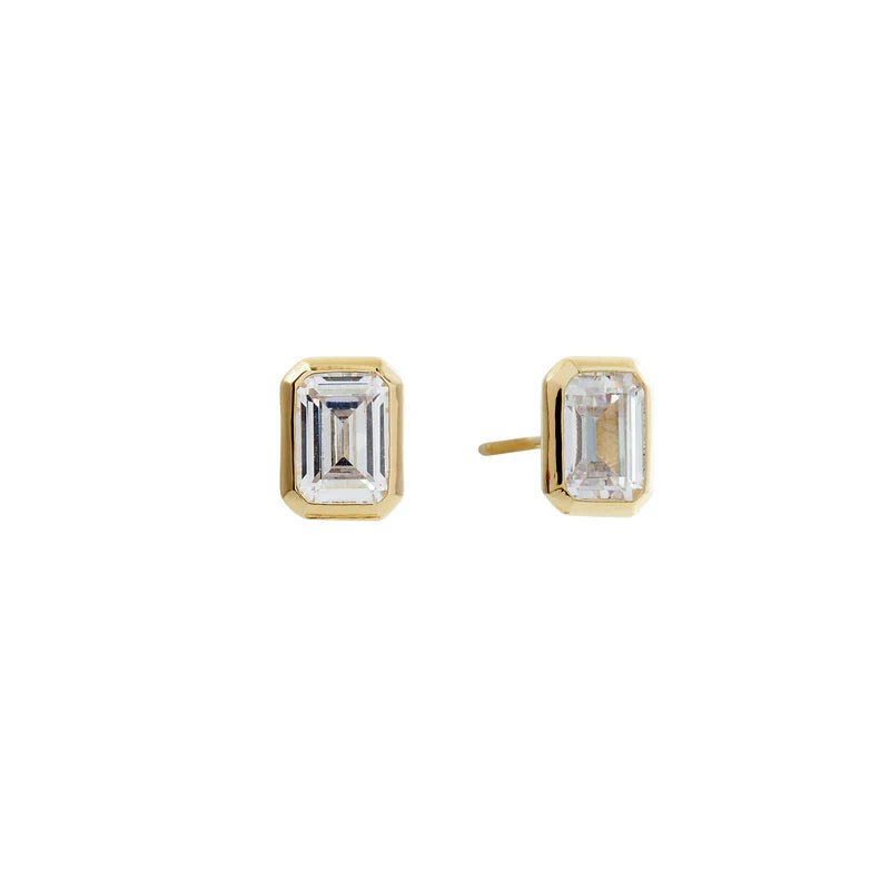 Baguette diamond earrings yellow gold shop