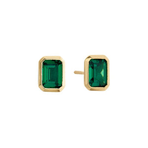 Sybella Earrings Yellow Gold / Green Gabriella Baguette Stud Earrings