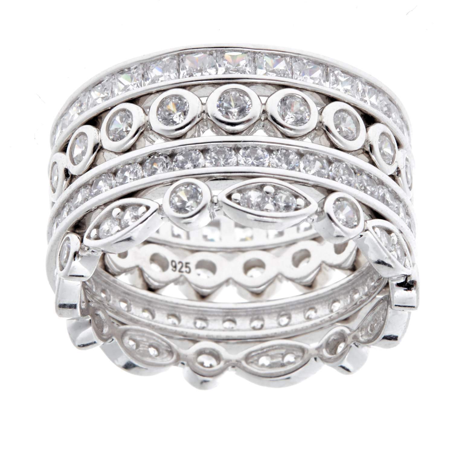 Sybella - Rhodium 4-Piece Ring Stack - Sterling Silver |-Duo Jewellery